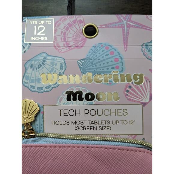 Wandering Moon TECH POUCHES NEW Tablets up to 12" Sea Shells Clams Pink Blue - Picture 2 of 7